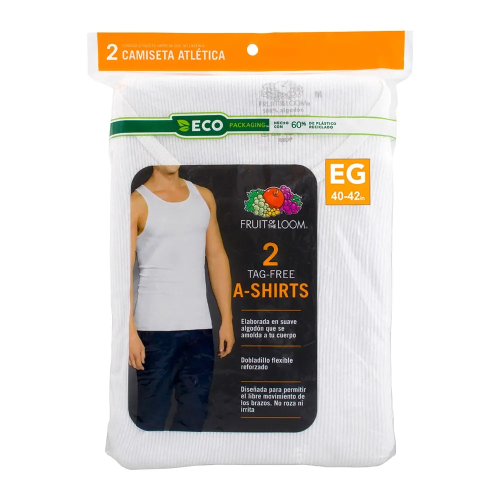 Playera Fruit Of The Loom Tirantes Color Blanco 2 Pack Talla Xl