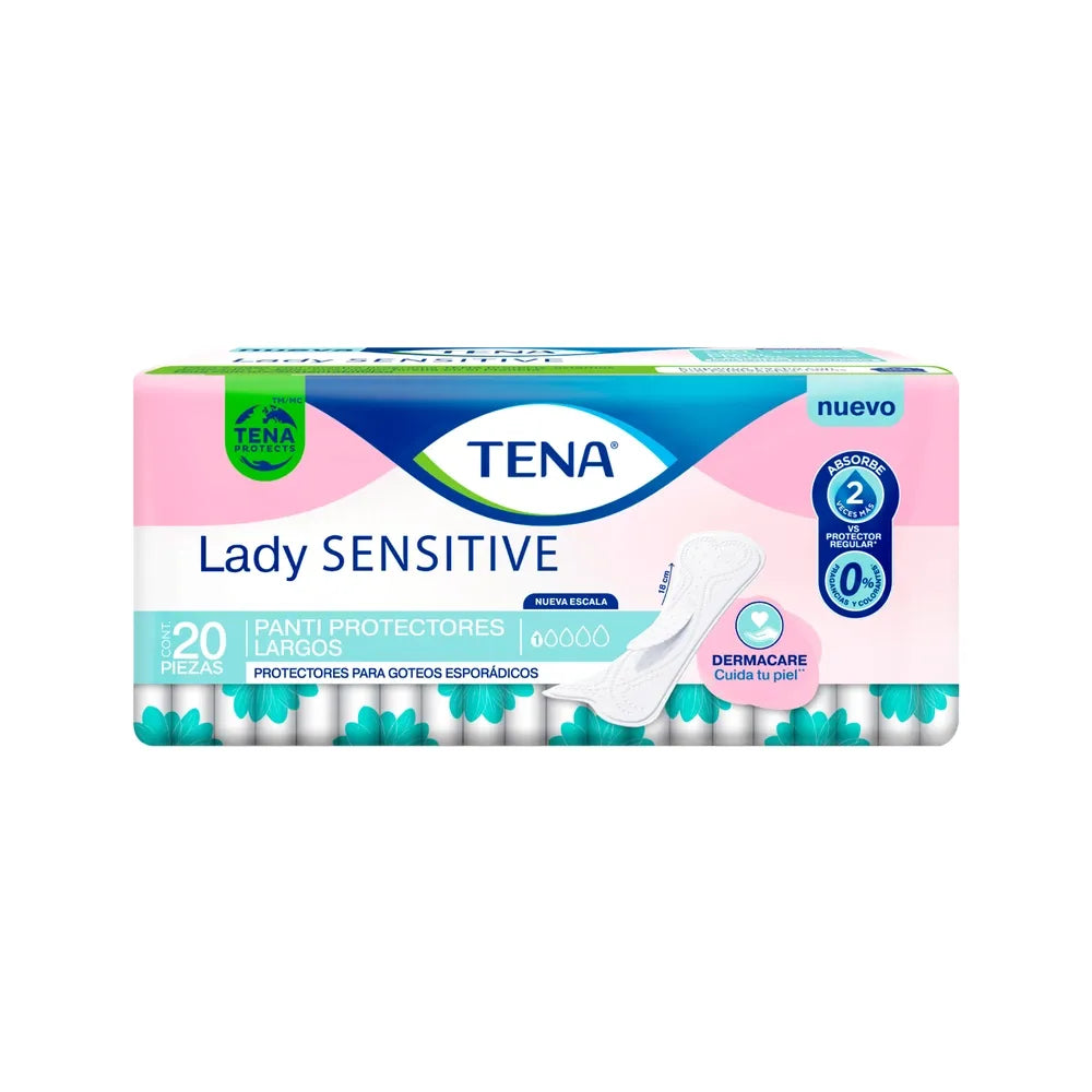 Protectores Para Incontinencia Tena Lady Sensitive Panti Protector Largo Goteos Esporádicos - 20 Piezas