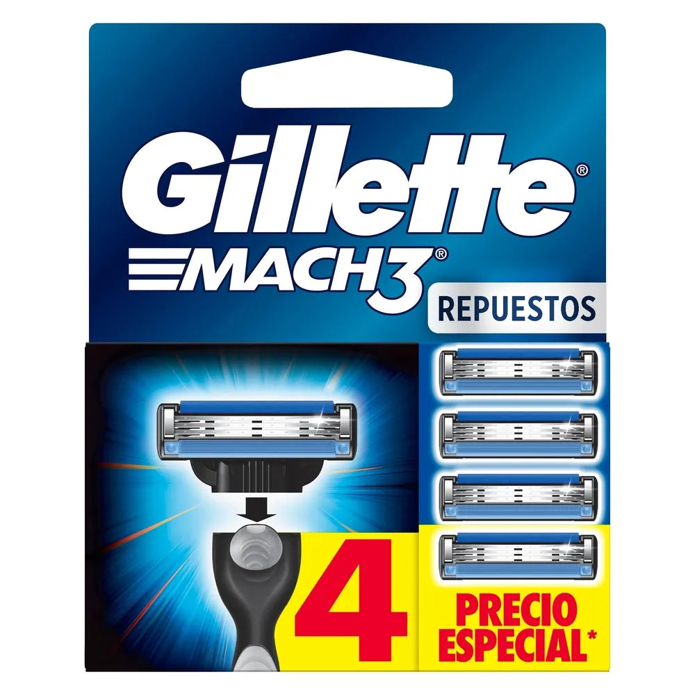 Repuesto Máquina Afeitar Gillette Mach3 3 Hojas - 4 Uds