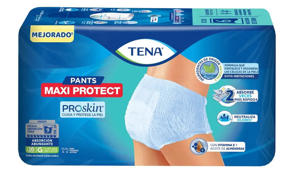 Ropa Interior Unisex Tipo Calzón Tena Pants Maxi Protect Absorción Abundante Para Tu Día A Día Talla G - 16 Piezas