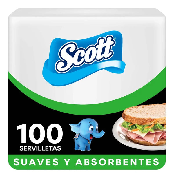 Servilletas De Papel Scott Blanca Cuadrada - 100 Hojas
