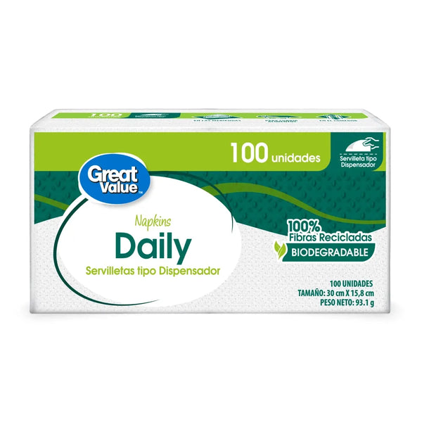 Servilletas Great Value Tipo Dispensador - 100 Unidades