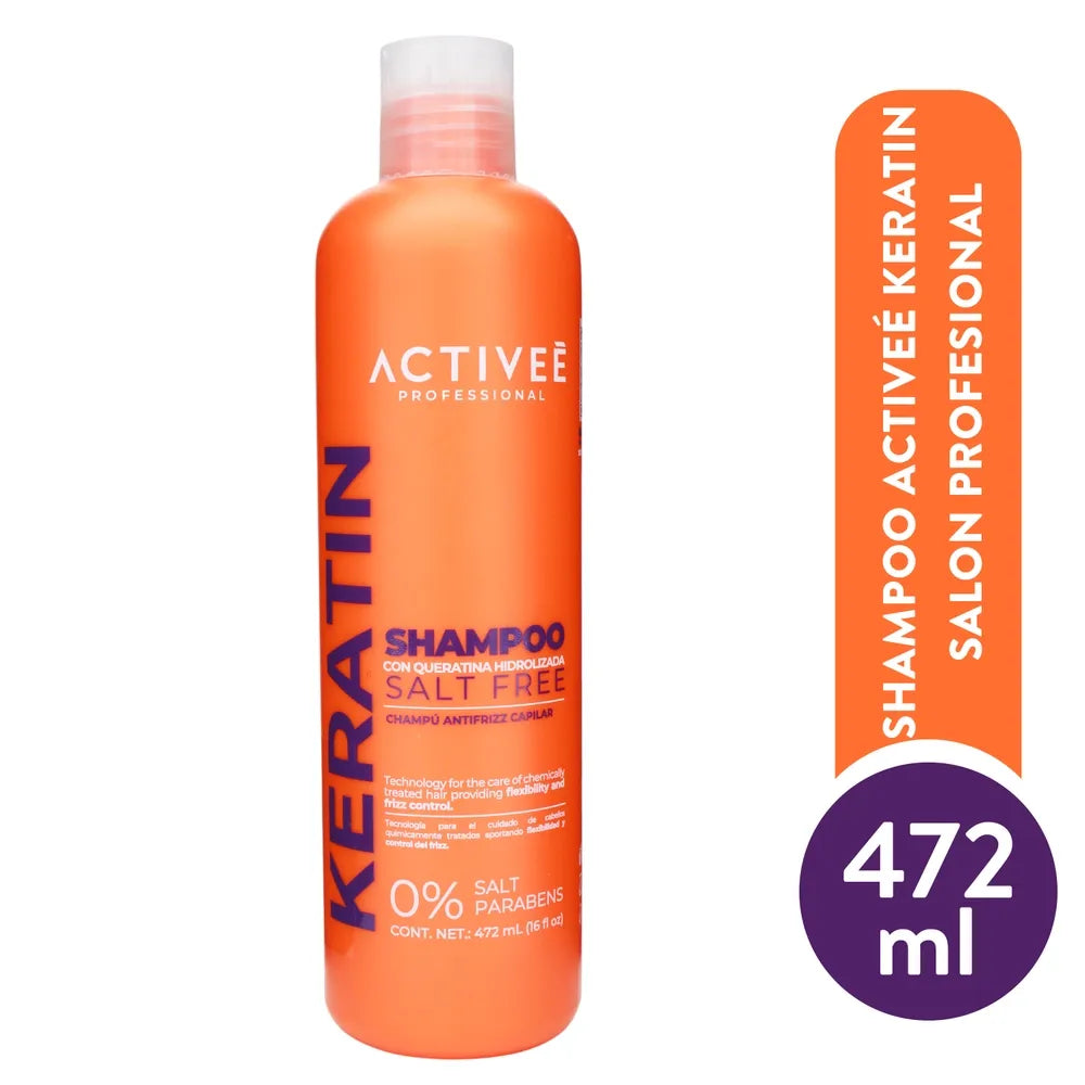 Shampoo Activeé Keratin Salon Profesional Libre De Sal - 472 Ml
