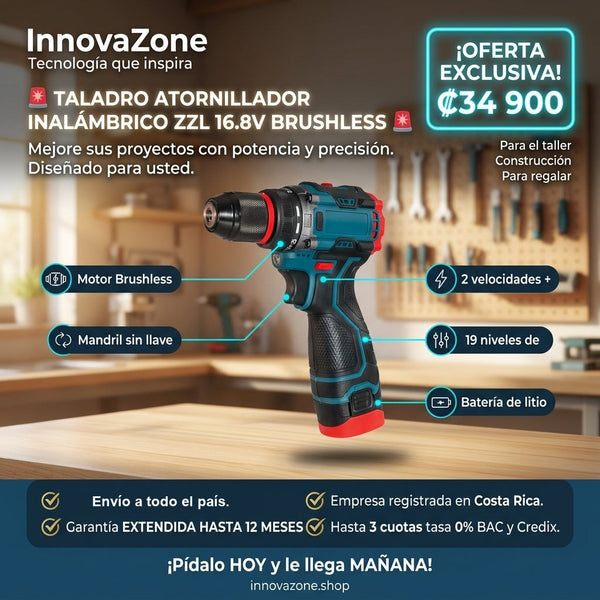 Taladro Atornillador Inalámbrico ZZL 16.8V Brushless - oferta ₡34.900
