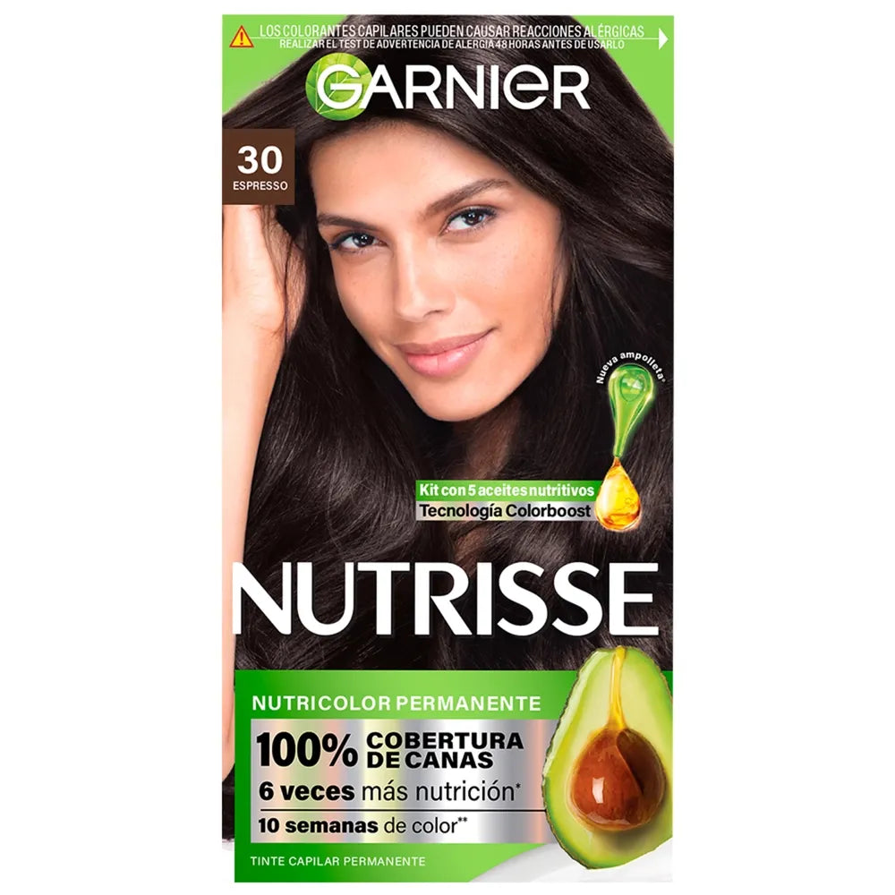 Tinte Para Cabello Garnier Nutrisse Tono 30 Espresso - 125 Ml