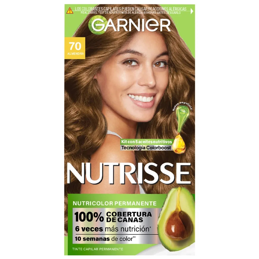 Tinte Para Cabello Garnier Nutrisse Tono 70 Almendra - 125 Ml