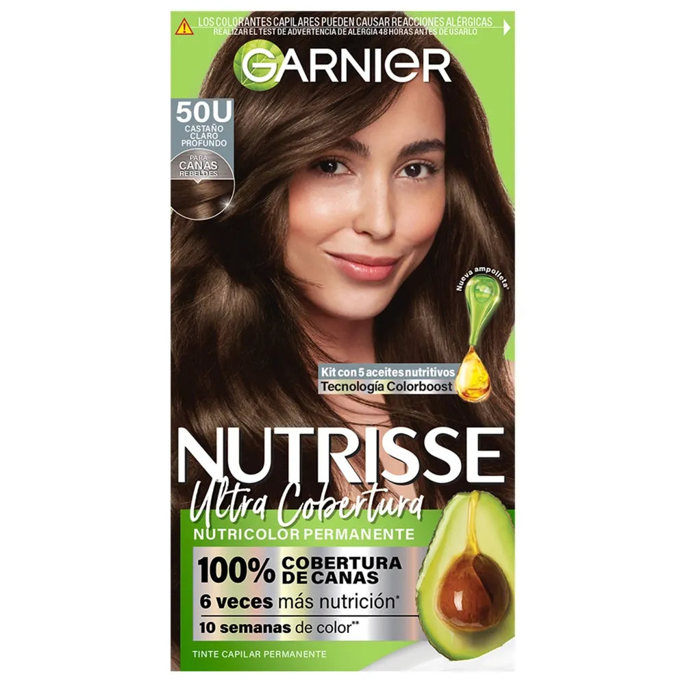 Tinte Para Cabello Garnier Nutrisse Ultracobertura Tono Castaño Claro Profundo 50U - 97ml