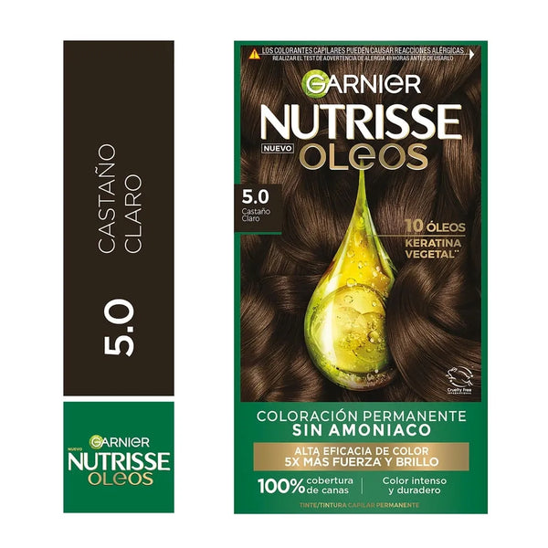 Tinte Para El Cabello Garnier Nutrisse Óleos Tono 5.0 Castaño Claro Sin Amoníaco
