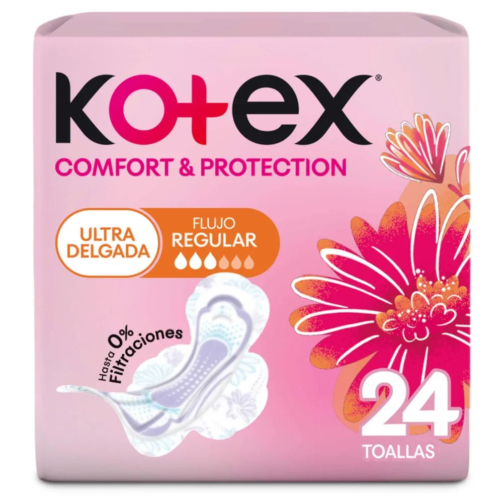 Toallas Femeninas Kotex Comfort Y Protección Ultradelgadas-24 Unidades