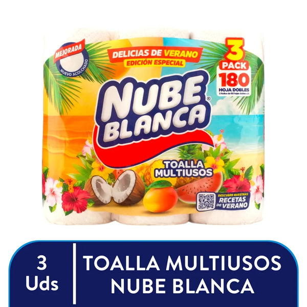 Toallas Nube Blanca De Cocina 3 Rollos - 60 Hojas
