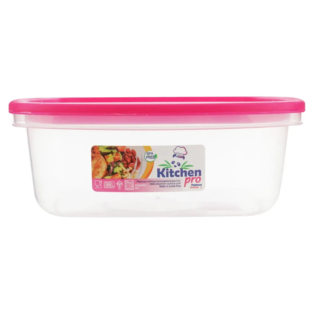 Recipiente Organizador Kitchen Pro Con Tapa Color Rosa - Ud