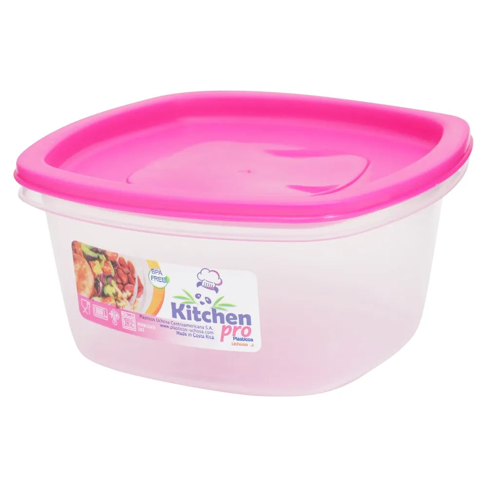 Recipiente Hermético Con Tapa Kitchen Color Rosado Con Tapa - Ud
