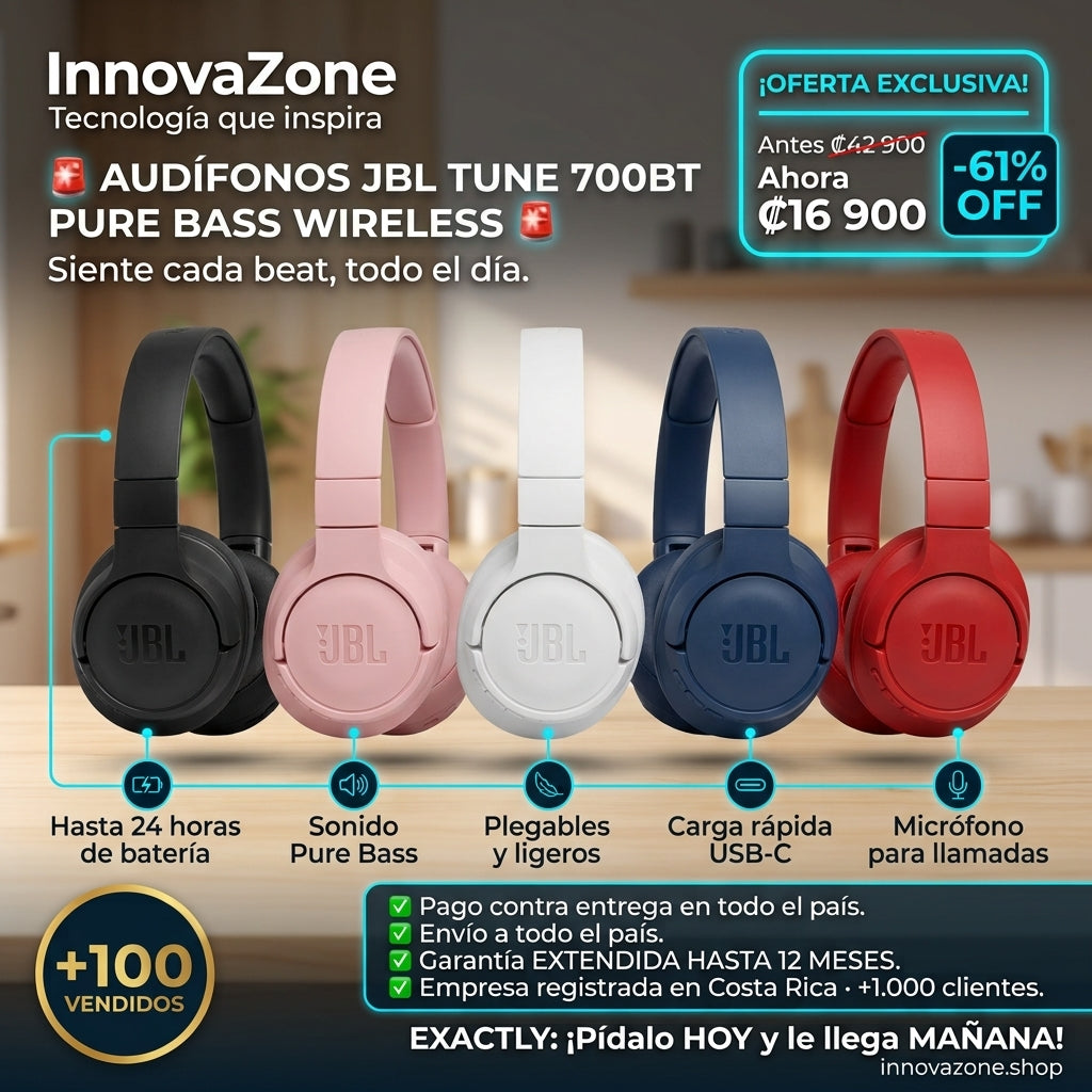 🎧 Audífonos JBL Tune 700BT Pure Bass Wireless — 24 Horas de Batería